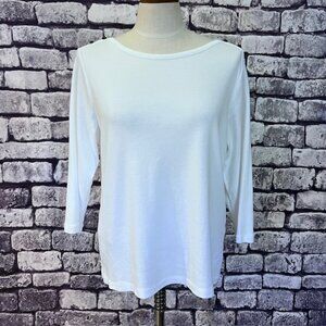 Chico's White 3/4 Sleeve Cotton Tee Size L